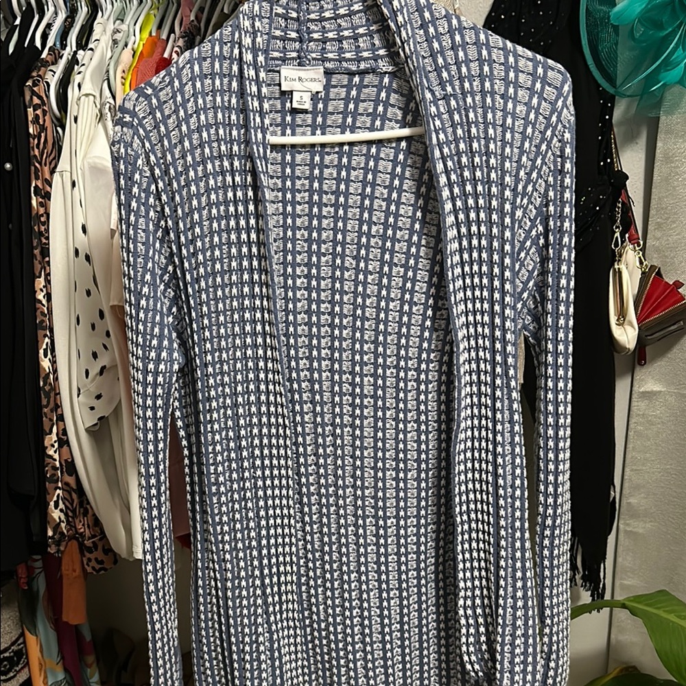 Kim Rogers Blue and White Blazer with Long Sleeves